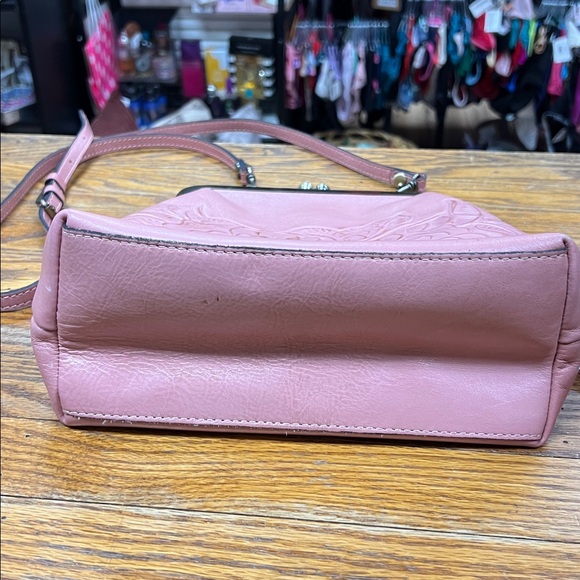 PATRICIA NASH | Novella dusty pink tooled leather kiss-lock crossbody hand bag - Picture 10 of 12